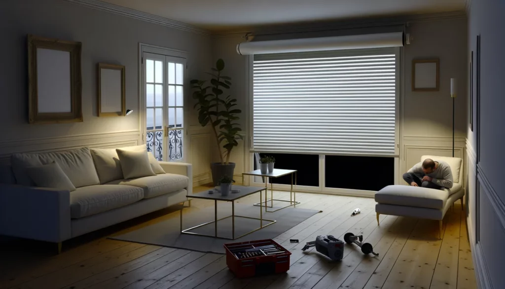 Volet roulant bloque en position fermee dans un appartement a Alfortville