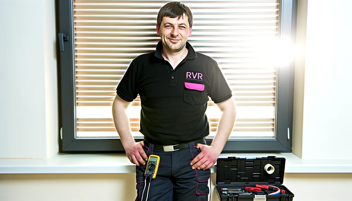 Reparateur RVR souriant apres intervention volet roulant a Alfortville